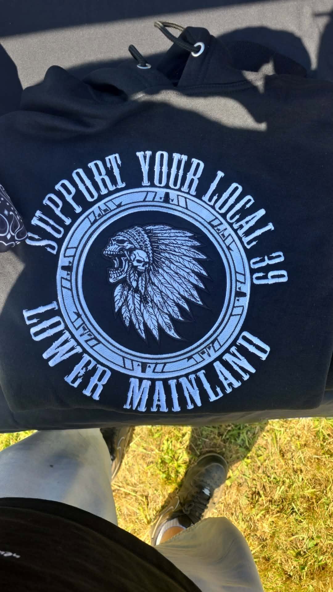 Embroidered Black Hoodie Support Lower Mainland